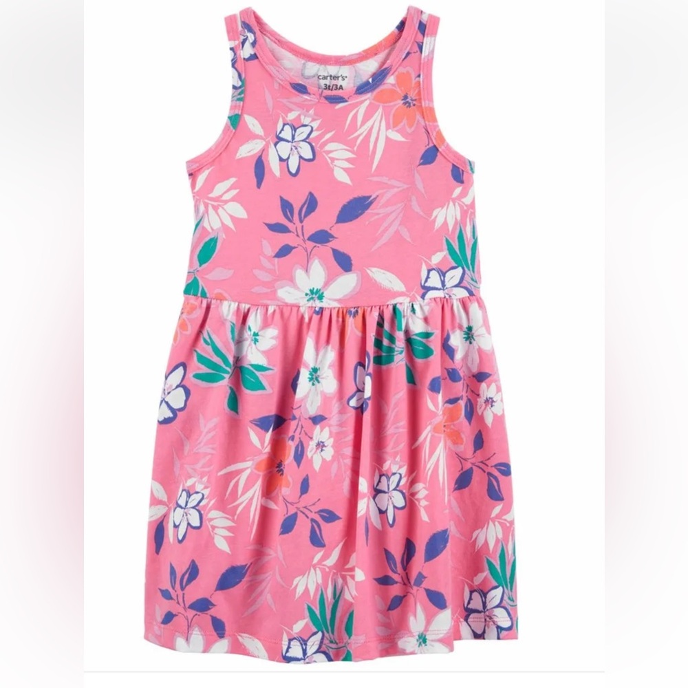 Carter's Pink and Purple Floral Tank Dress size 8